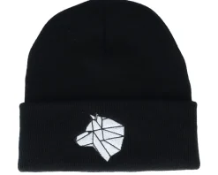 Cuff Beanies-Origami White Paper Wolf Black Cuff -