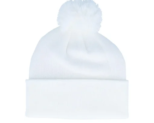 Pom Beanies-Beechfield Pom Blank Beanie - White