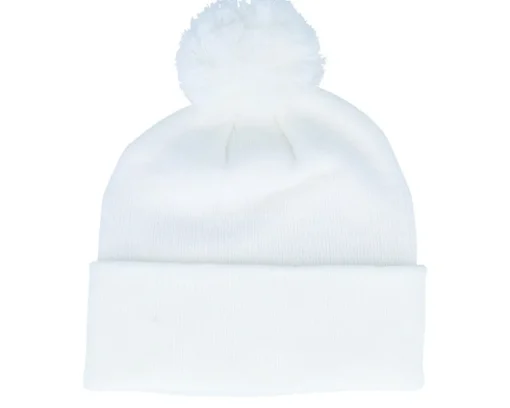 Pom Beanies-Beechfield Pom Blank Beanie - White