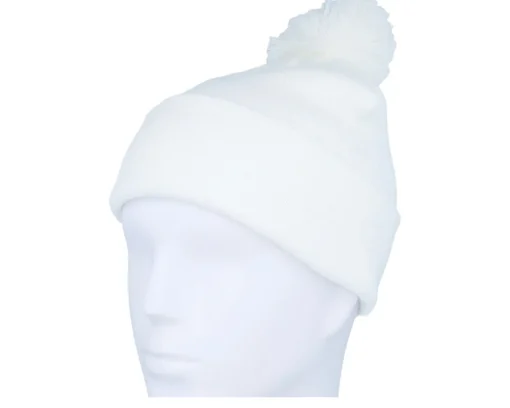 Pom Beanies-Beechfield Pom Blank Beanie - White