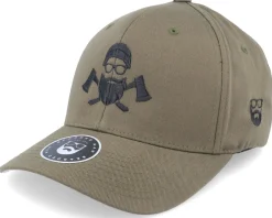 Outlet Bearded Man Wild Life Axe Logo Olive Flexfit - Green