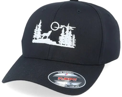 Fashion Wild Spirit Wolf Nature Silhouette Black Flexfit -