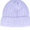 New Under Armour Women Halftime Cable Knit Beanie Salt Cuff - Purple