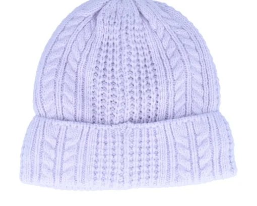New Under Armour Women Halftime Cable Knit Beanie Salt Cuff - Purple
