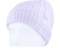 New Under Armour Women Halftime Cable Knit Beanie Salt Cuff - Purple