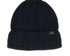 New Under Armour Women Halftime Cable Knit Beanie Salt Cuff - Purple