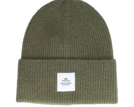 Cuff Beanies-SQRTN Wood Raw Beanie Olive Cuff -