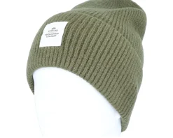 Cuff Beanies-SQRTN Wood Raw Beanie Olive Cuff -