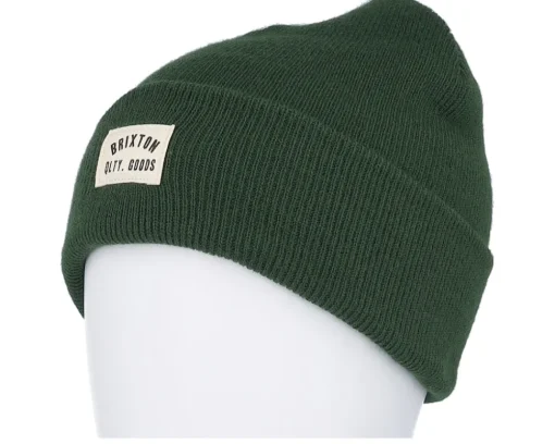 Clearance Brixton Woodburn Watch Cap Beanie Emerald Cuff - Green