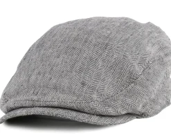 Flat Caps-Stetson Woodfield Linen Herringbone Flat Cap -