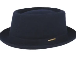 Pork Pie Hats-Stetson Wool Navy Pork Pie -