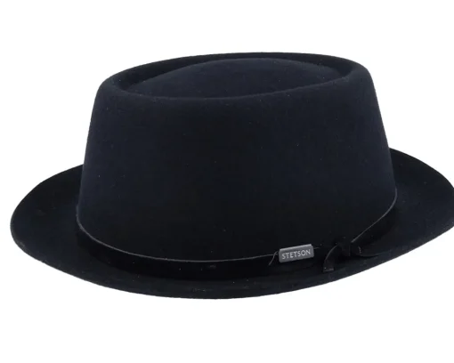 Pork Pie Hats-Stetson Woolfelt Black Pork Pie -