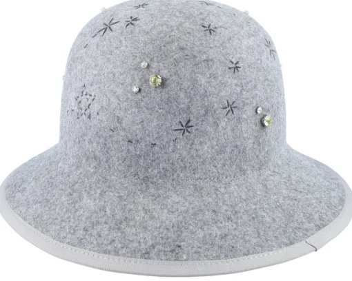 Buckets-Seeberger Woolfelt Smoke Gray Cloche - Grey