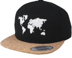 Snapback-Bacpakr World Map Black/Cork Snapback -