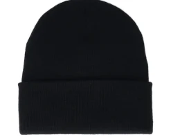 Cuff Beanies-Iconic X Letter Patch Black Cuff -