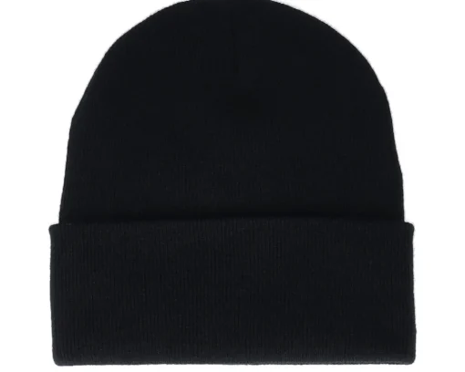 Cuff Beanies-Iconic X Letter Patch Black Cuff -