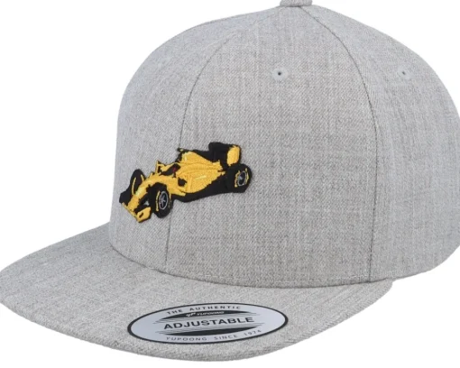 Snapback | Kids-Kiddo Cap Yellow Racing Car Heather Grey Snapback -