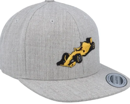 Snapback | Kids-Kiddo Cap Yellow Racing Car Heather Grey Snapback -
